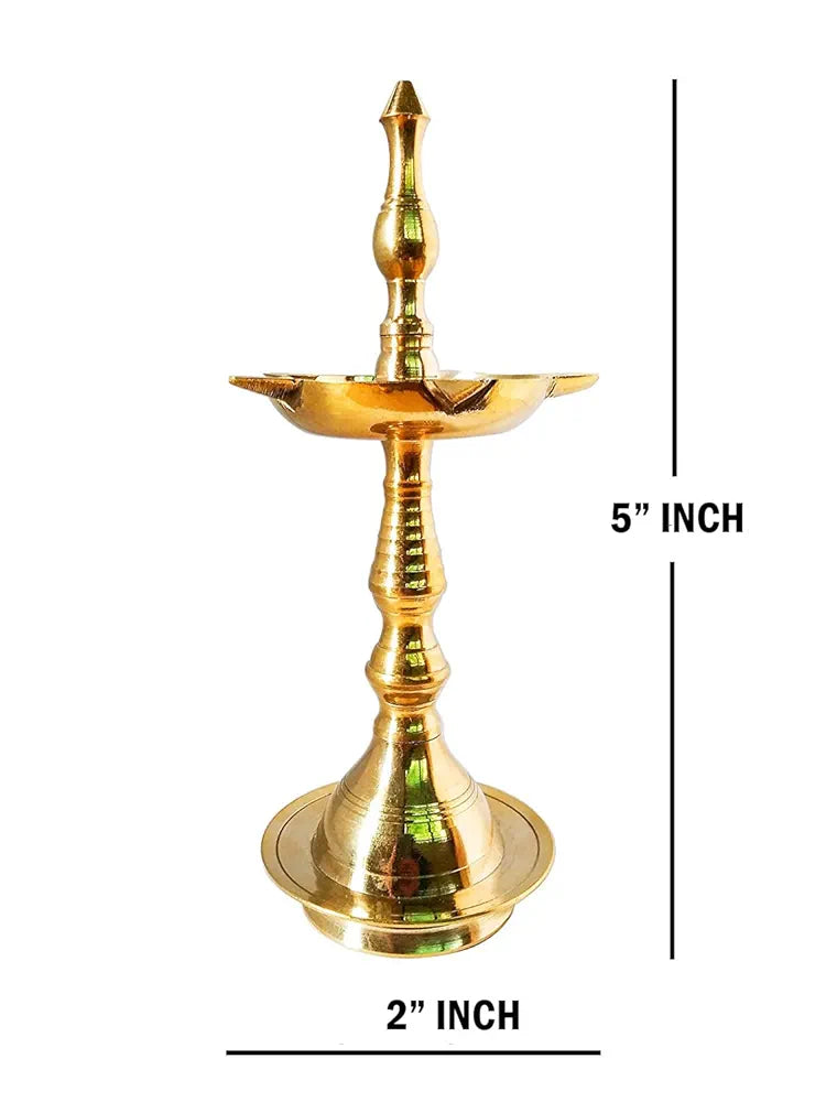 Traditional Brass Kerala Samai Diya Lamp (5 Inch) – Handcrafted Pooja Deepam