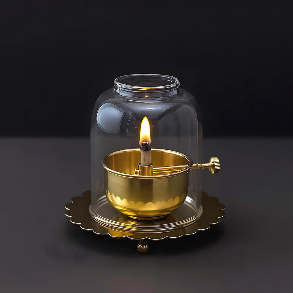 Premium Brass Akhand Diya (With Glass Cover)