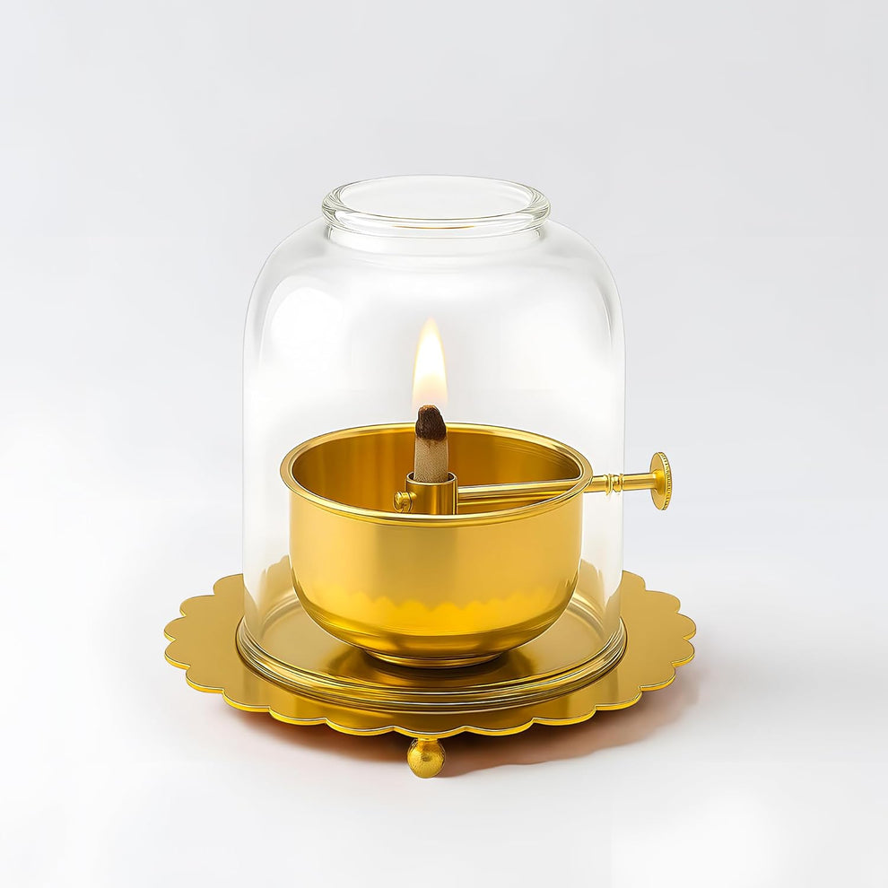 Premium Brass Akhand Diya (With Glass Cover)