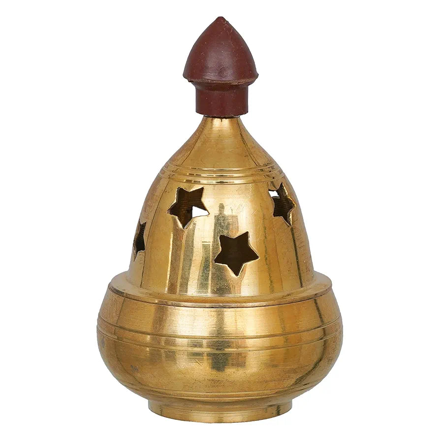 Brass Covered Diya with Star Cut Design (8.5 cm) – Traditional Oil Lamp