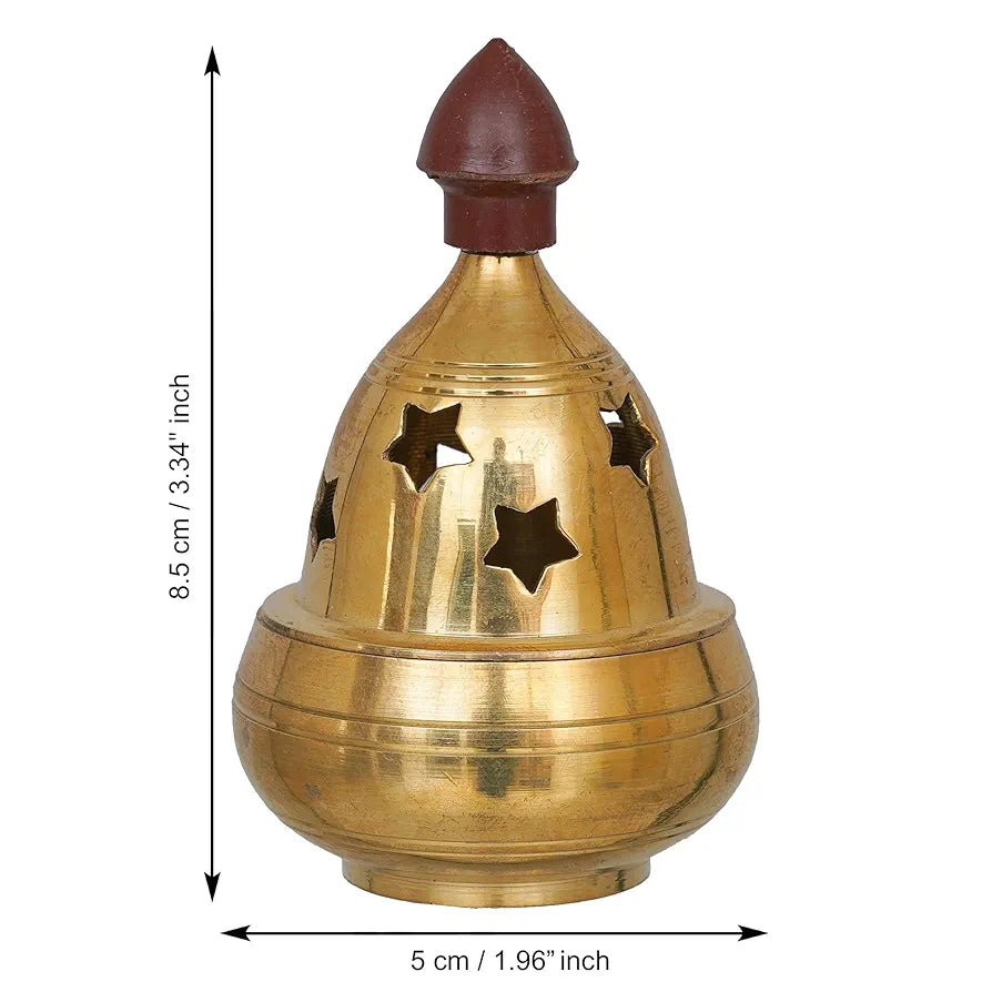 Brass Covered Diya with Star Cut Design (8.5 cm) – Traditional Oil Lamp