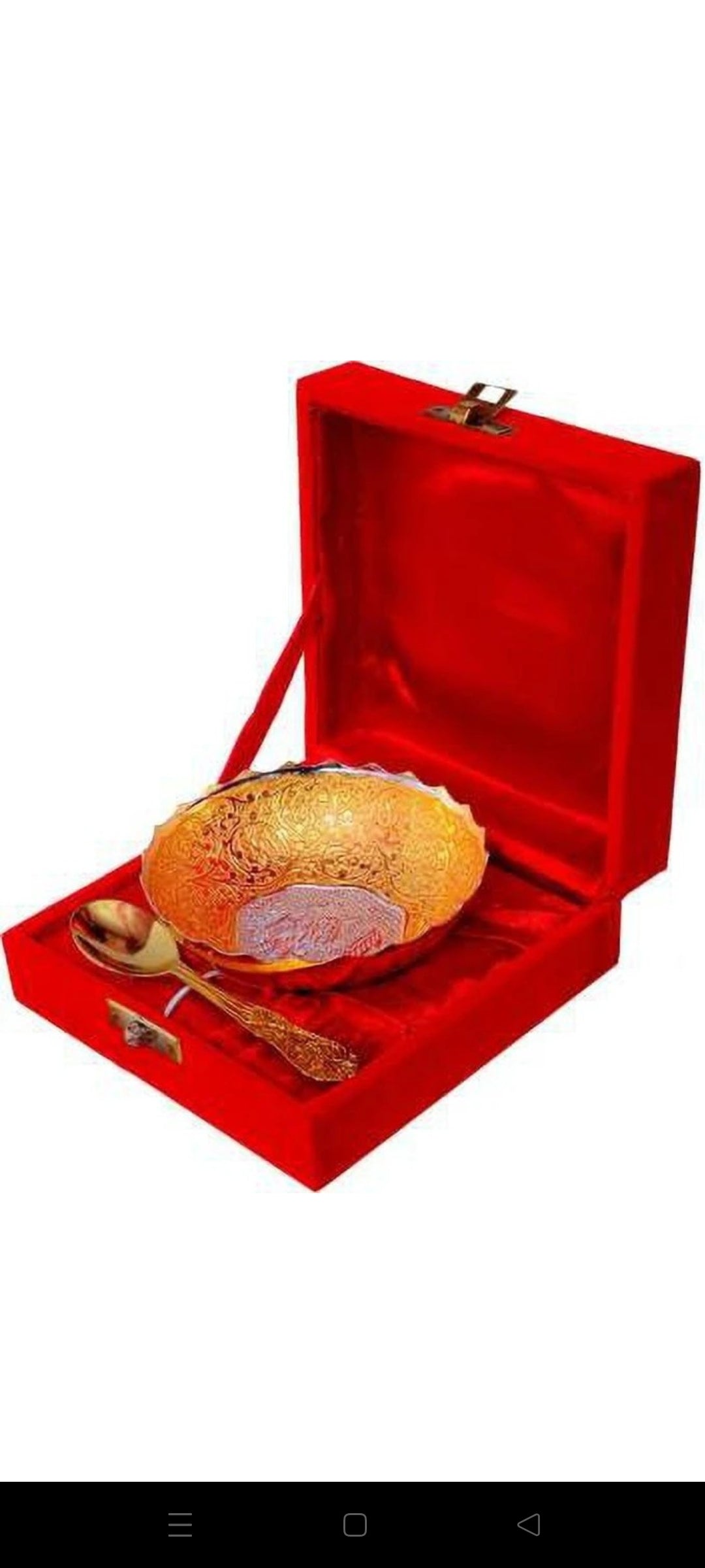Luxury Gold-Plated Bowl & Spoon Set in Velvet Gift Box