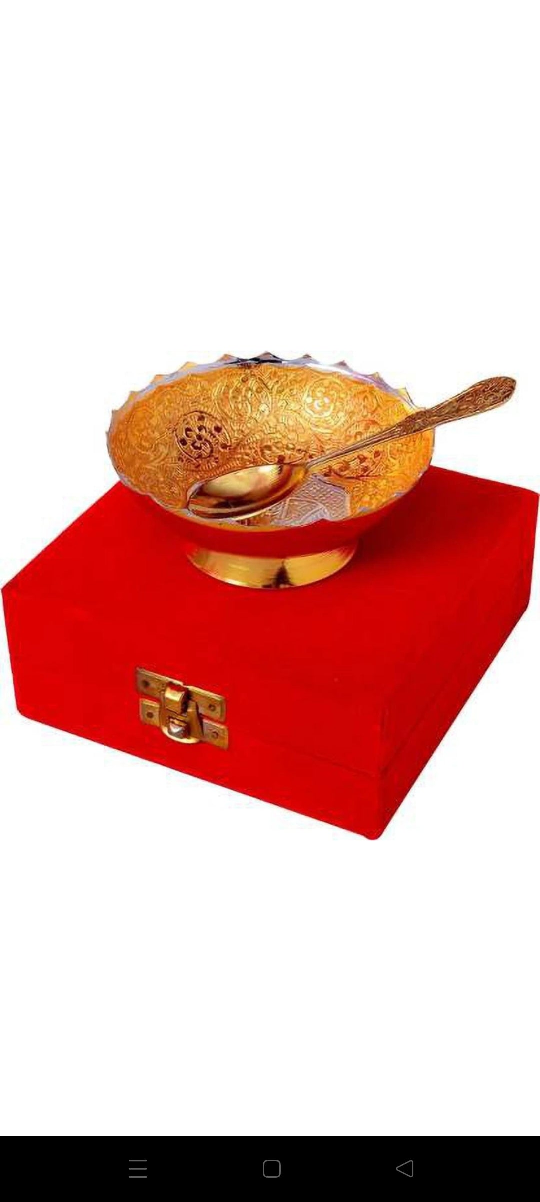 Luxury Gold-Plated Bowl & Spoon Set in Velvet Gift Box
